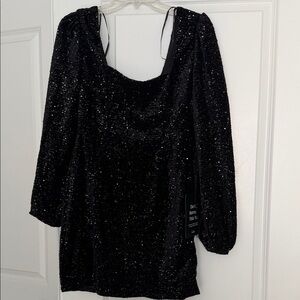 Elegant Black Sequin Mini Dress